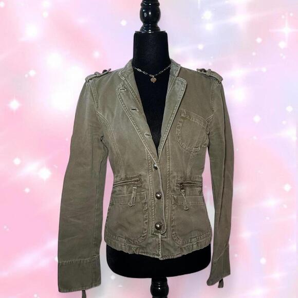 Women’s Green Spring Military Jacket - Picture 2 of 6